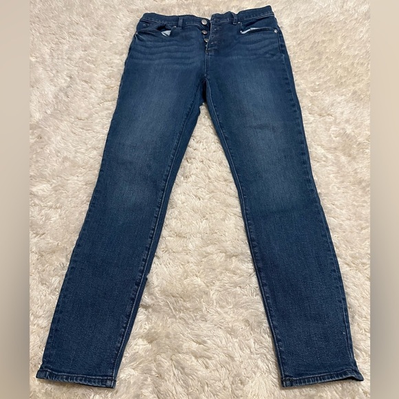 LOFT Outlet Women’s Size 6 Button Fly High Rise Skinny Denim Blue Jeans EUC - Picture 1 of 10